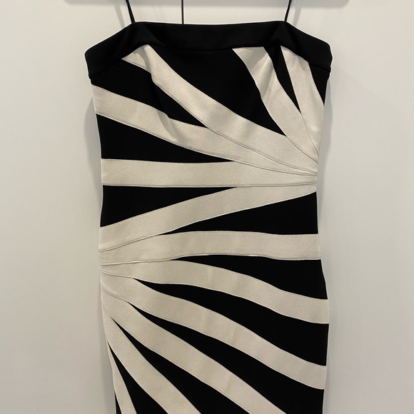 Strapless JS collections black and white dress - Picture 1 of 8